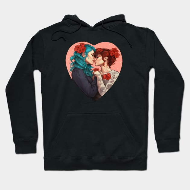 Lesbian couple Roses are red Hoodie by beangeerie